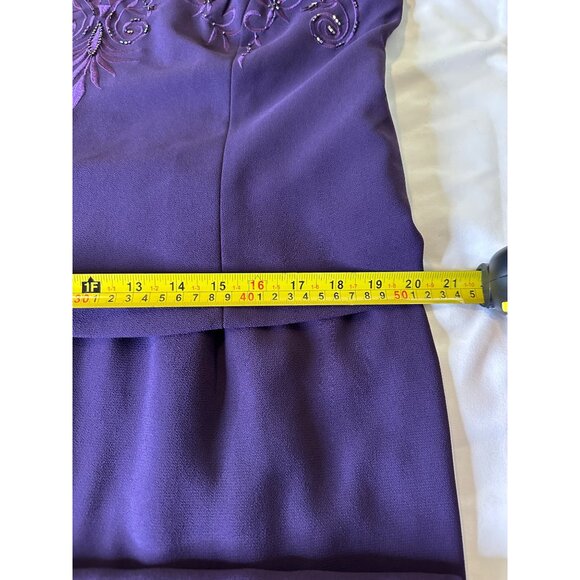 Coldwater Creek Purple Embroidered Beaded Popover Semi-Formal Party Dress 16p - Picture 5 of 16